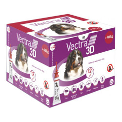 Ceva Vectra 3D solution spot-on pour chiens + de 40kg 12 pipettes
